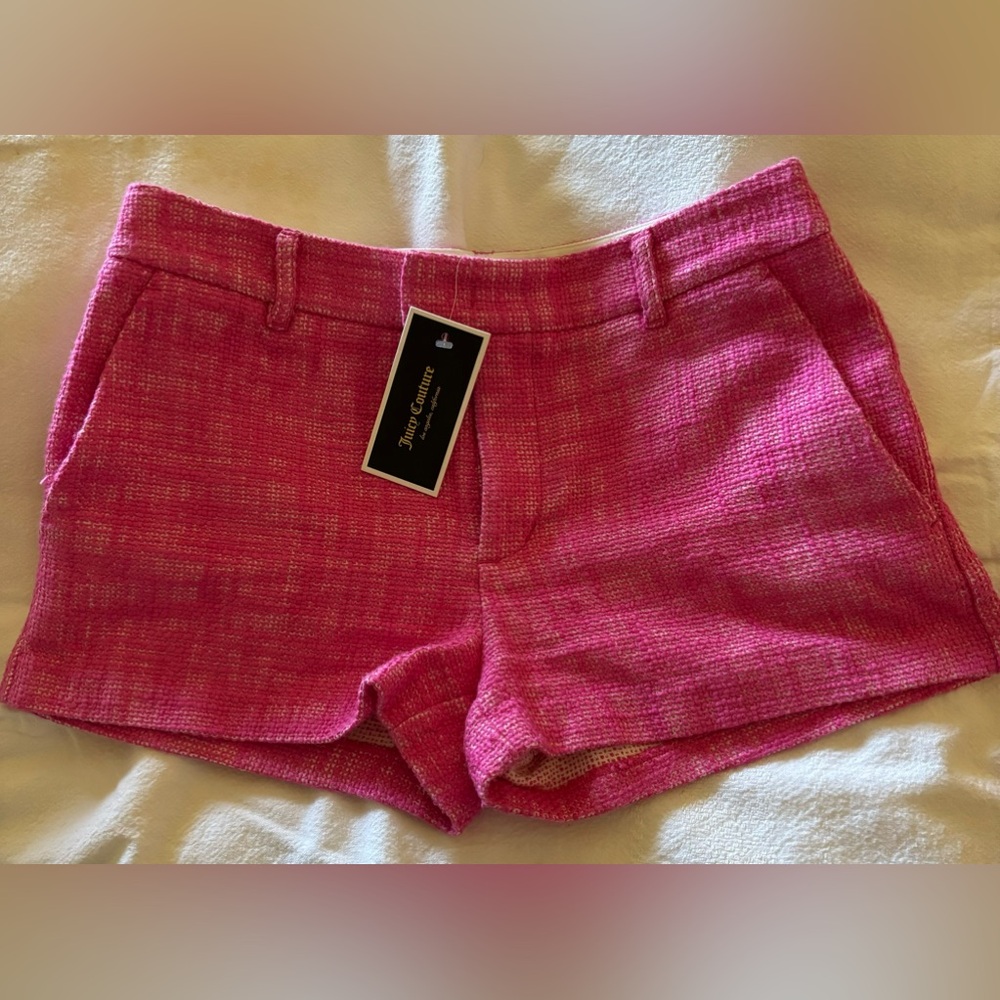 Juicy Couture Dragonfruit Textured Cotton Shorts, Petite Size O, NEW with TAG
